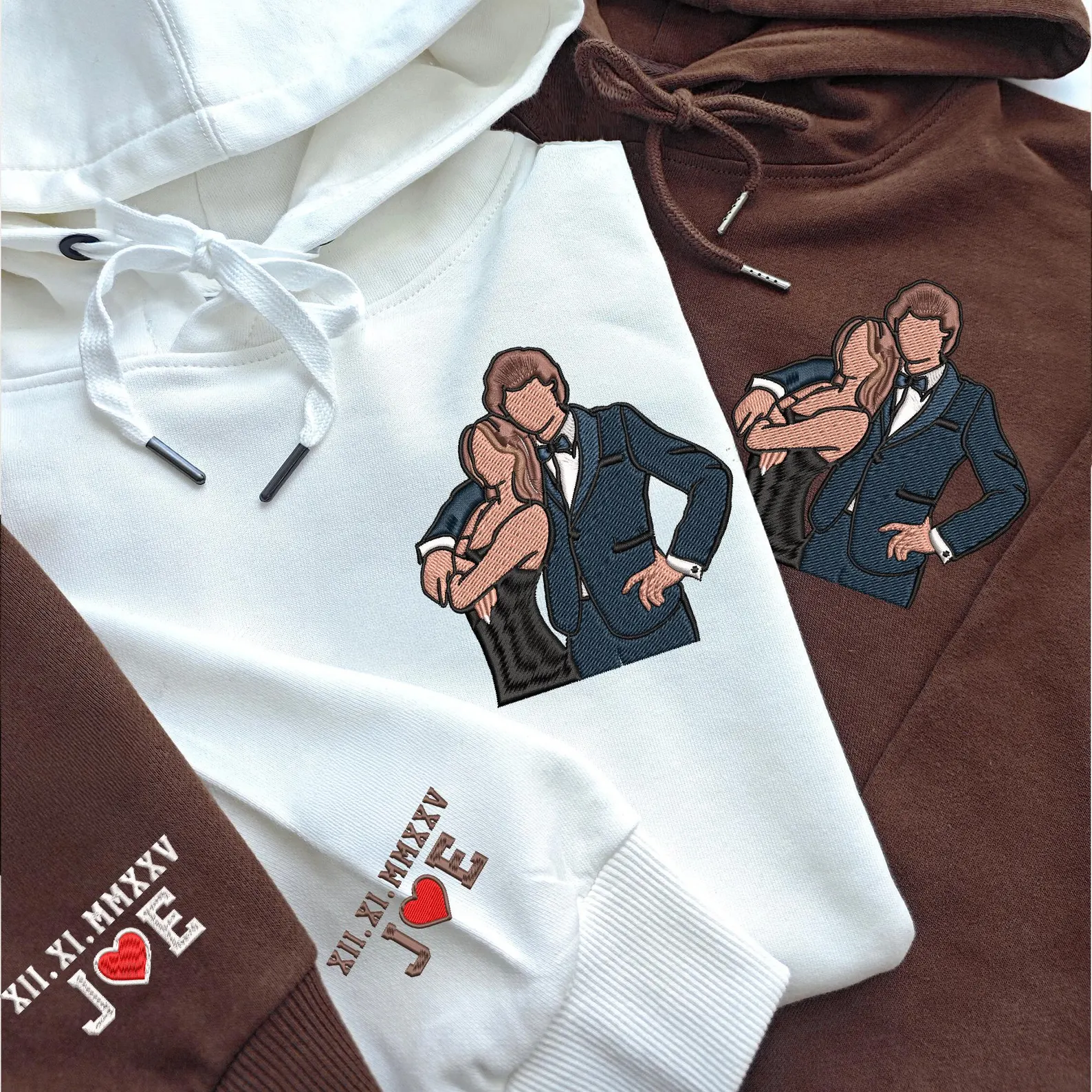 Custom Embroidered Portrait from Photo Sweatshirt Tee Hoodie