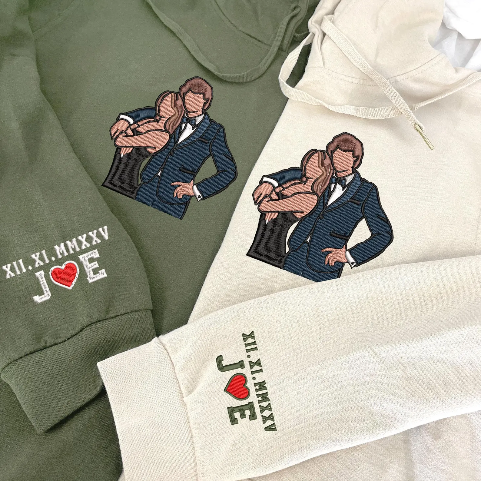 Custom Embroidered Portrait from Photo Sweatshirt Tee Hoodie