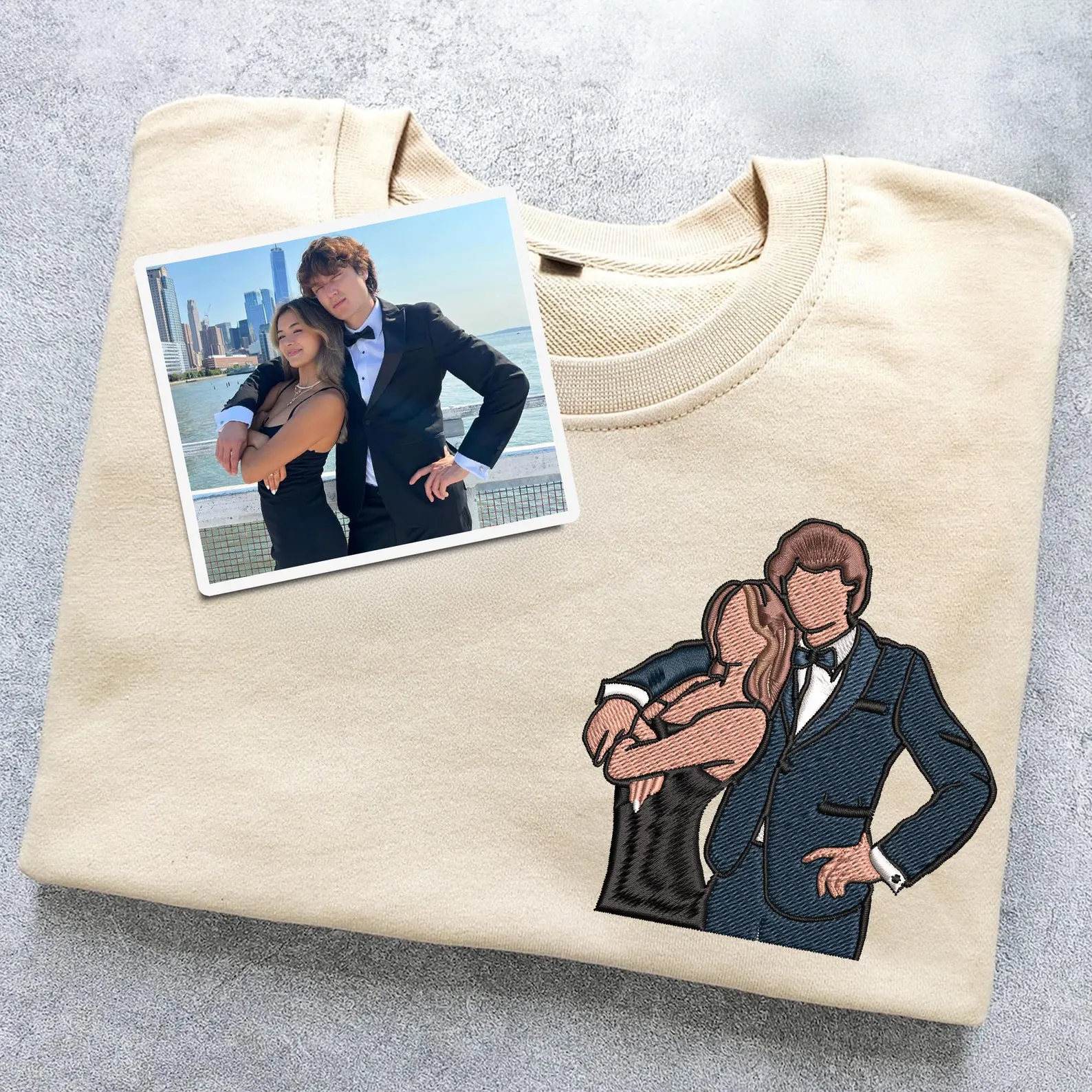 Custom Embroidered Portrait from Photo Sweatshirt Tee Hoodie