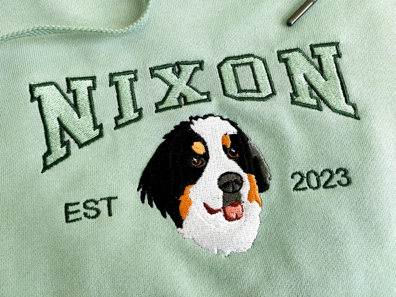 Custom Dog Hoodie Embroidered Dog Name, Personalized Pet Face Sweatshirt from Your Photo, Varsity Sweatshirt, Gifts for Dog Lovers