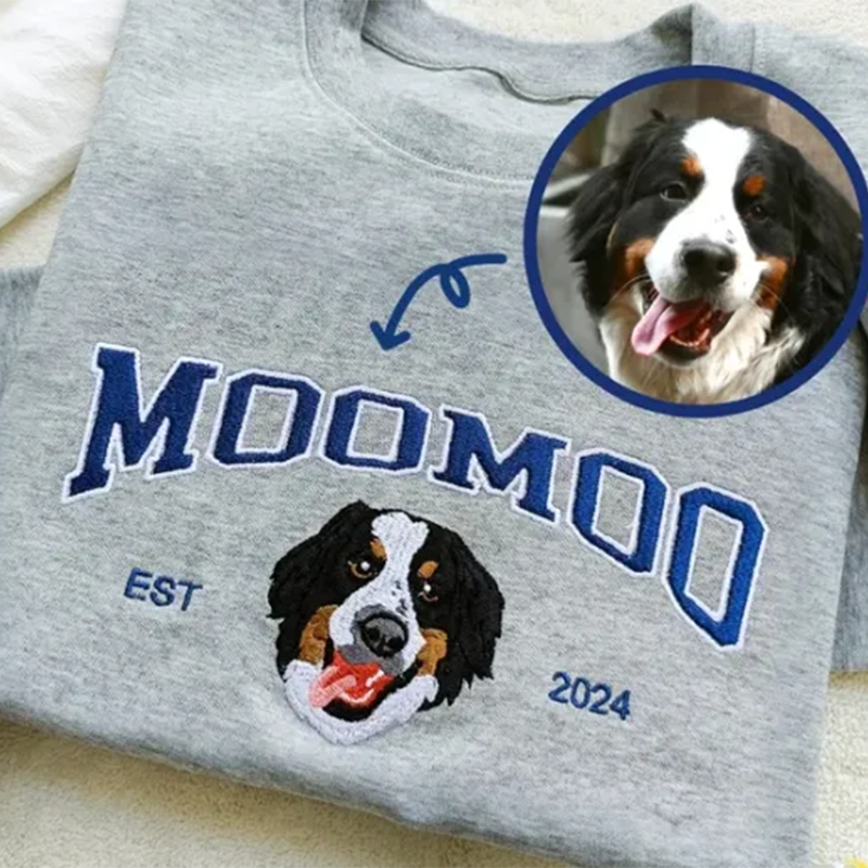 Custom Embroidered Pet From Your Photo,Sweatshirt,Varsity Style,Hoodie with Dog Name,Pet Lover Gift,Dog Owner Gift
