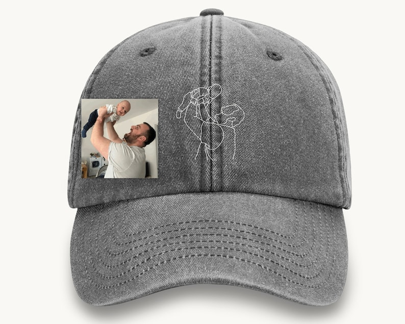 Personalised Dad Sketch Portrait Hats-Embroidered Photo Outline Caps for Family