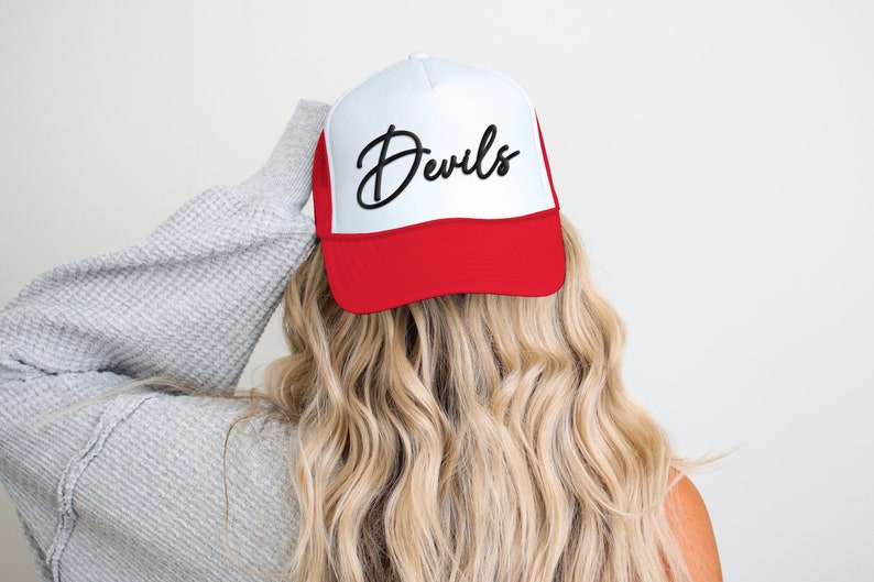 Custom Puff Football Hat, Custom Team Hat, Custom Puff Trucker Hat, Puff Print Team Name Hat, Puff School Sports, Sports Hat