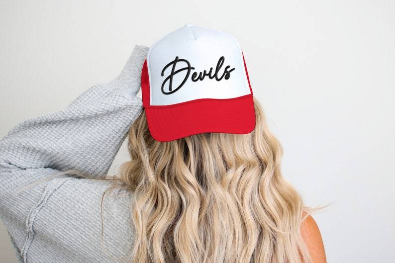 Custom Puff Football Hat, Custom Team Hat, Custom Puff Trucker Hat, Puff Print Team Name Hat, Puff School Sports, Sports Hat