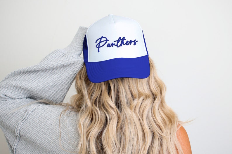 Custom Puff Football Hat, Custom Team Hat, Custom Puff Trucker Hat, Puff Print Team Name Hat, Puff School Sports, Sports Hat