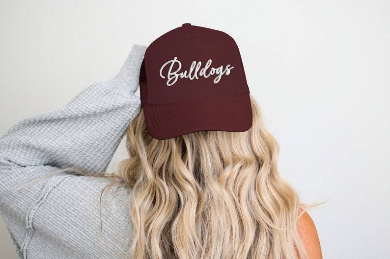 Custom Puff Football Hat, Custom Team Hat, Custom Puff Trucker Hat, Puff Print Team Name Hat, Puff School Sports, Sports Hat