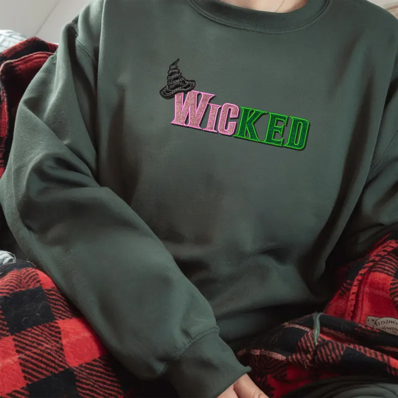 Custom Wicked Glitter Side Bow Embroidered Sweatshirt