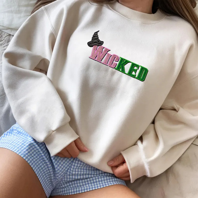 Custom Wicked Glitter Side Bow Embroidered Sweatshirt