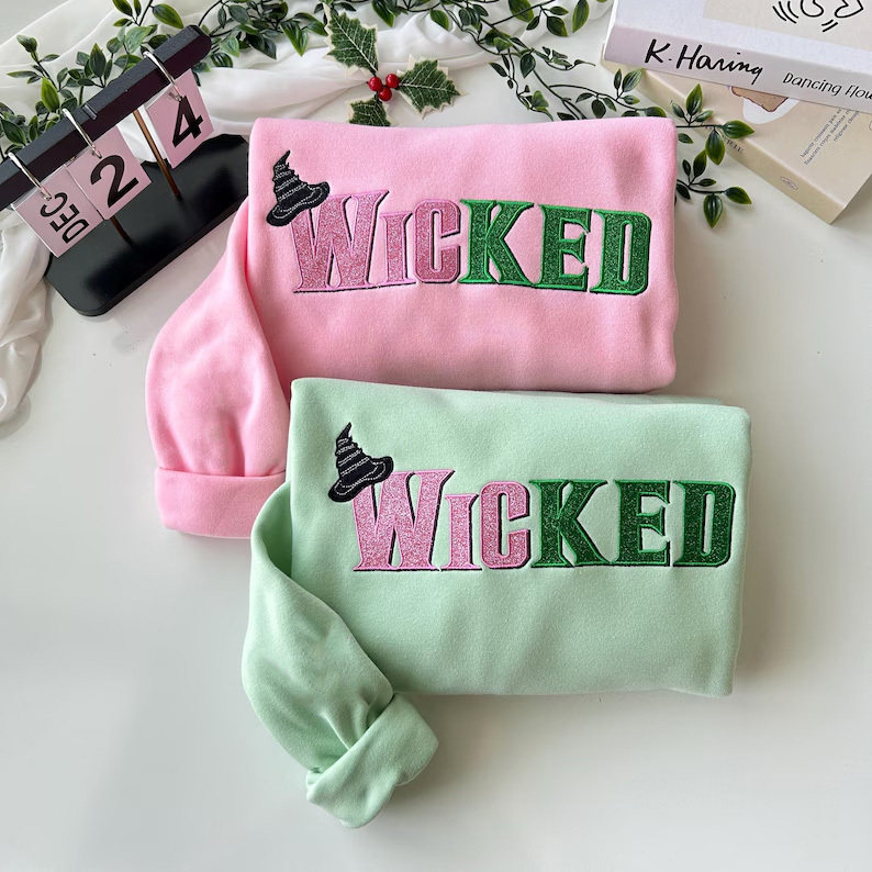 Custom Wicked Glitter Side Bow Embroidered Sweatshirt