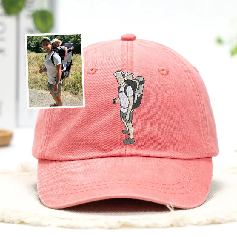 Personalized Dad Cap - Custom Portrait Embroidered Dad Hat Using Photo