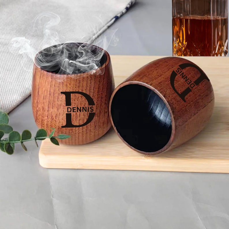Personalized Charred Wood Bourbon Glass-Father's Day Gift for Him, Dad Gift