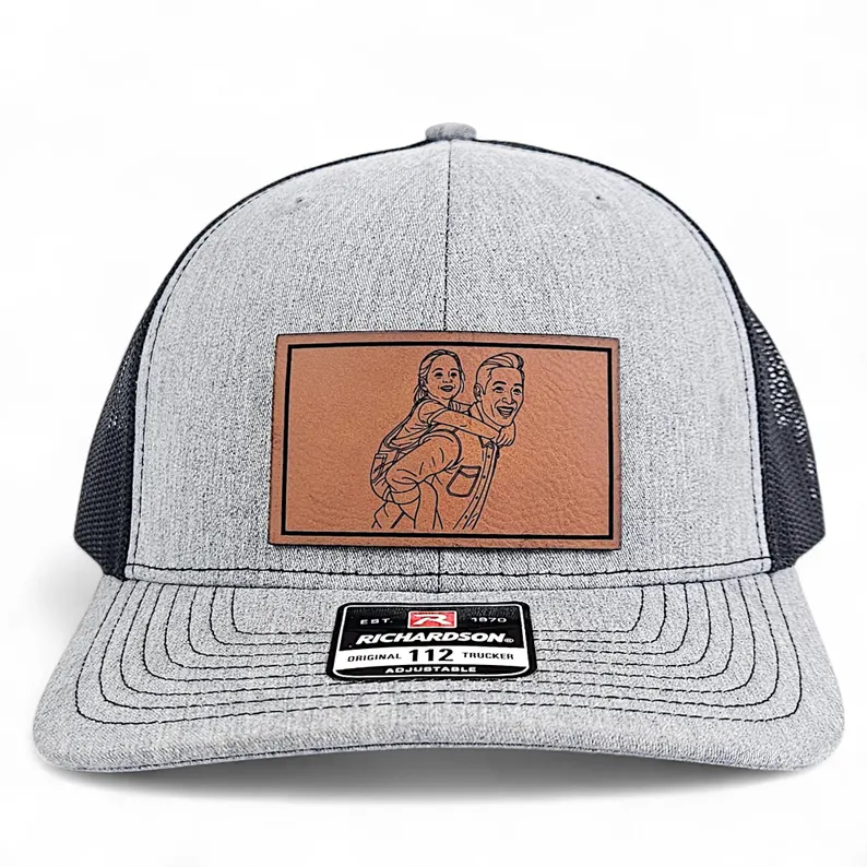 Custom Photo Hats for Dad, Leather Patch Hat, Fathers Day Gift, Dad Gift from Daughter Son