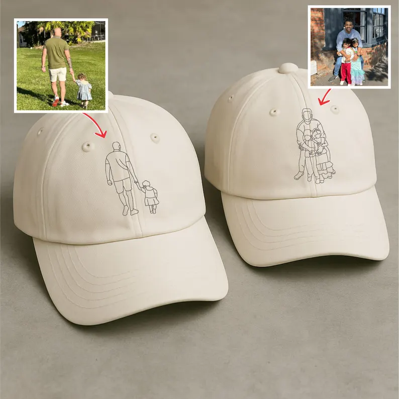 Custom Embroidered Sketch Hat-Personalized Portrait Vintage Baseball Father's Day Cap