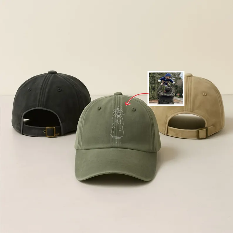 Custom Embroidered Sketch Hat-Personalized Portrait Vintage Baseball Father's Day Cap