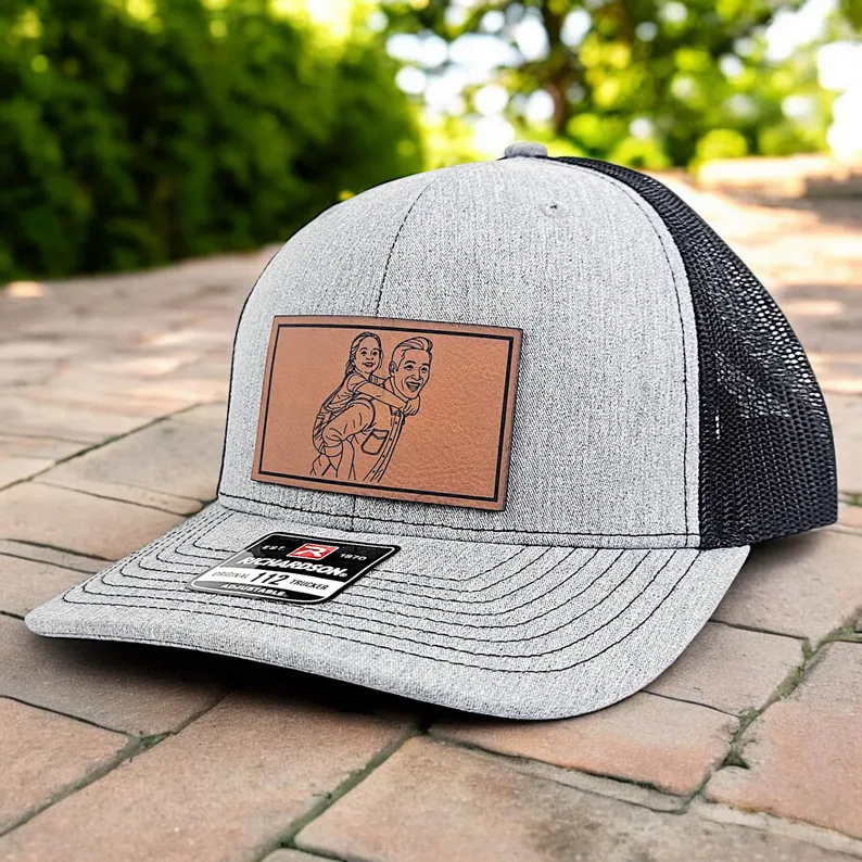 Custom Photo Hats for Dad, Leather Patch Hat, Fathers Day Gift, Dad Gift from Daughter Son