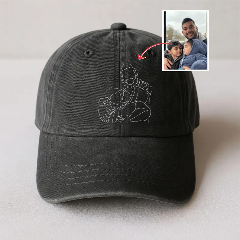 Custom Embroidered Sketch Hat-Personalized Portrait Vintage Baseball Father's Day Cap