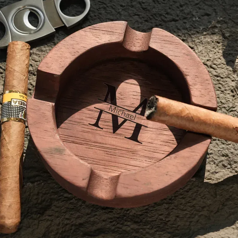 Personalized Name Walnut Cigar Ash Tray