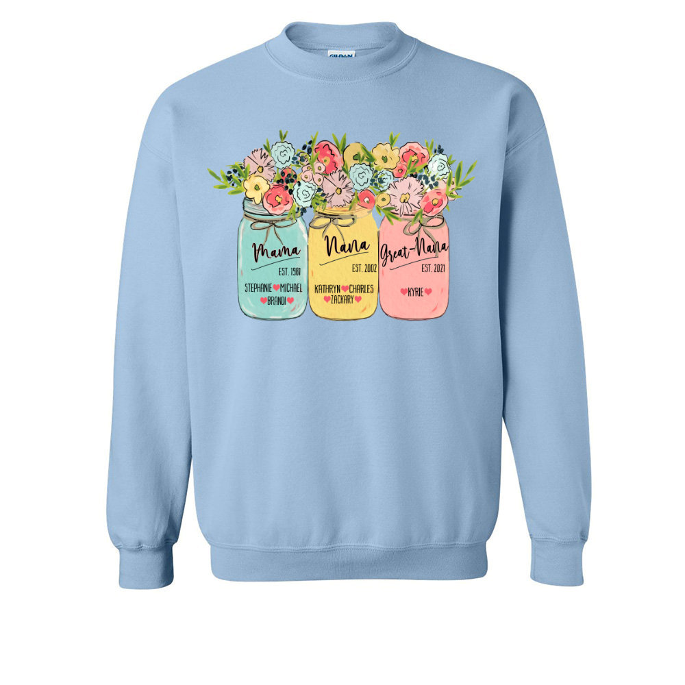 Personalized Mason Jar Art Mama Grandma Sweatshirt