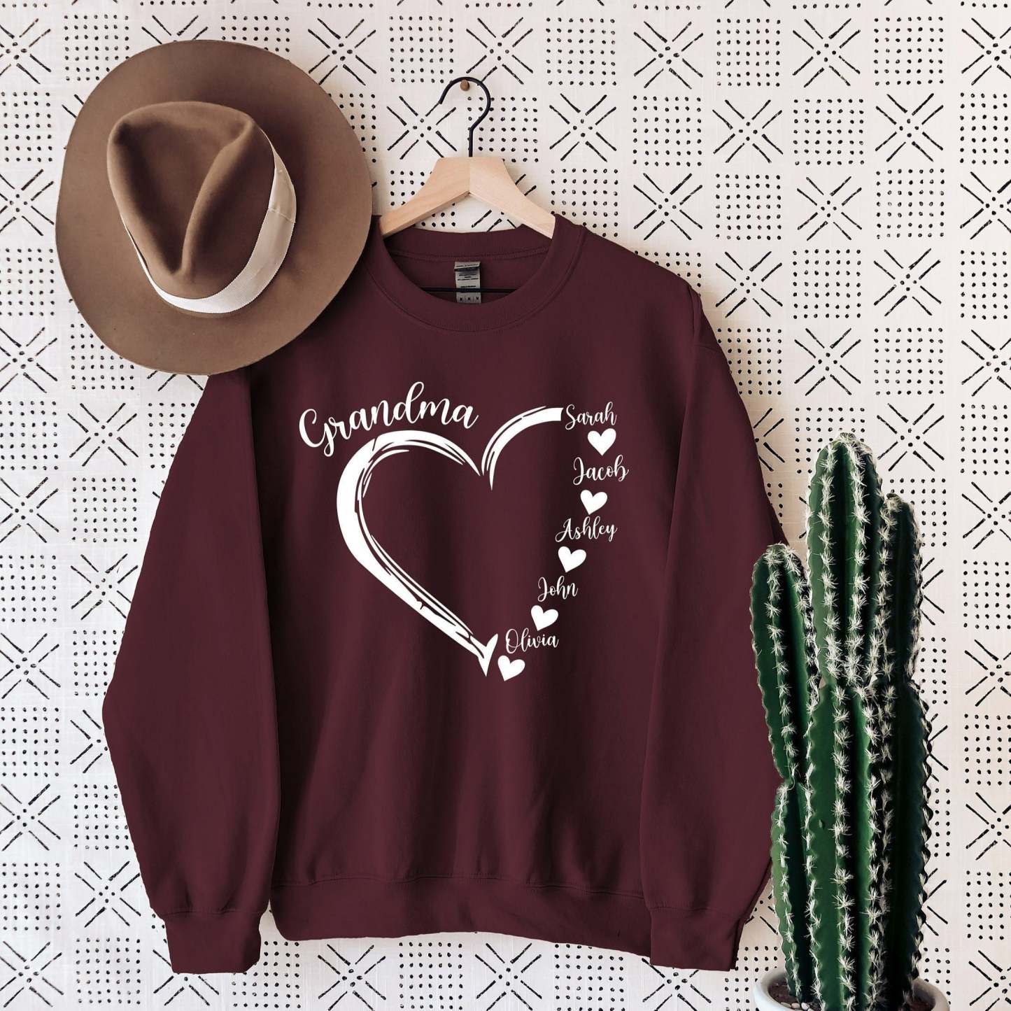 Personalized Mama Grandma Heart Sweatshirt