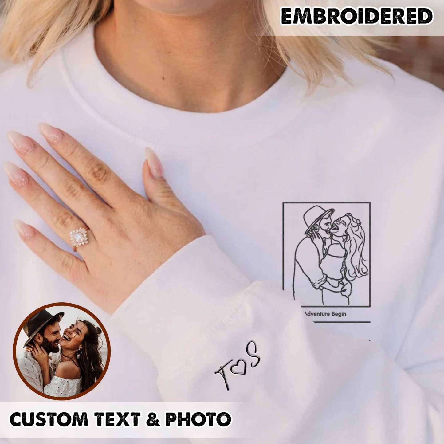 Custom Embroidered Portrait From Photo Sweatshirt
