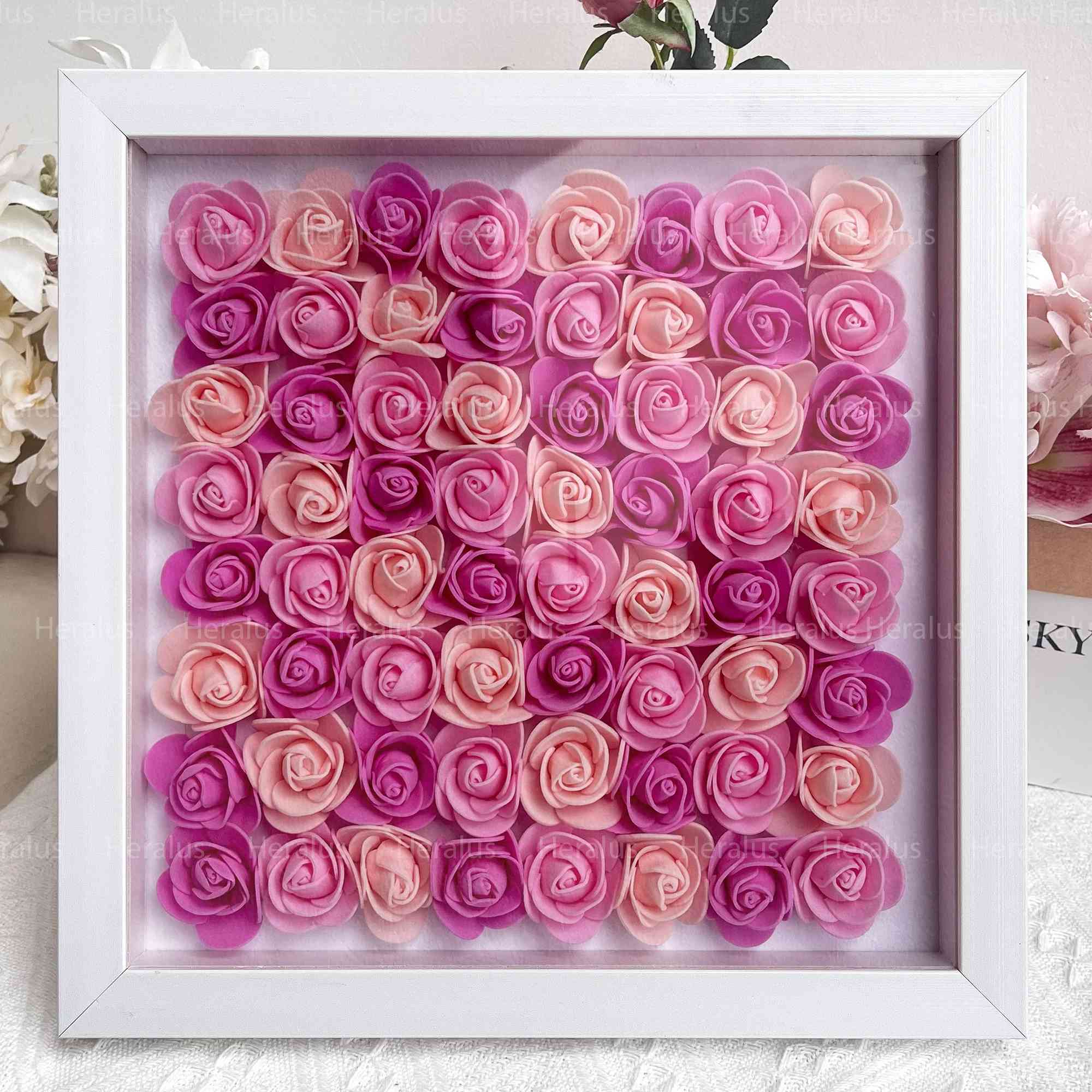 Custom Flower Heart Shadow Box with Names - Mother's Day Gifts For Grandma, Mom