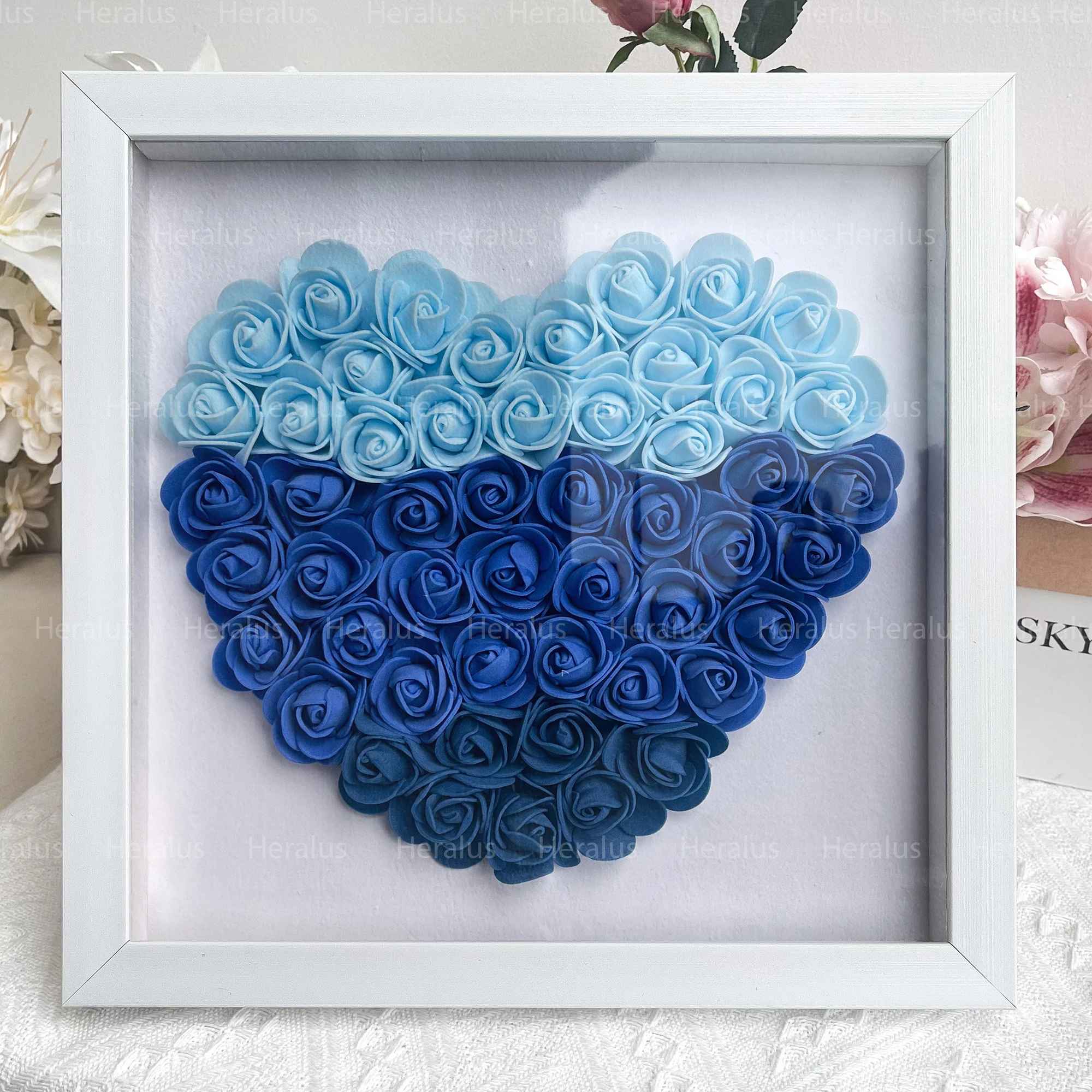 Custom Flower Heart Shadow Box with Names - Mother's Day Gifts For Grandma, Mom