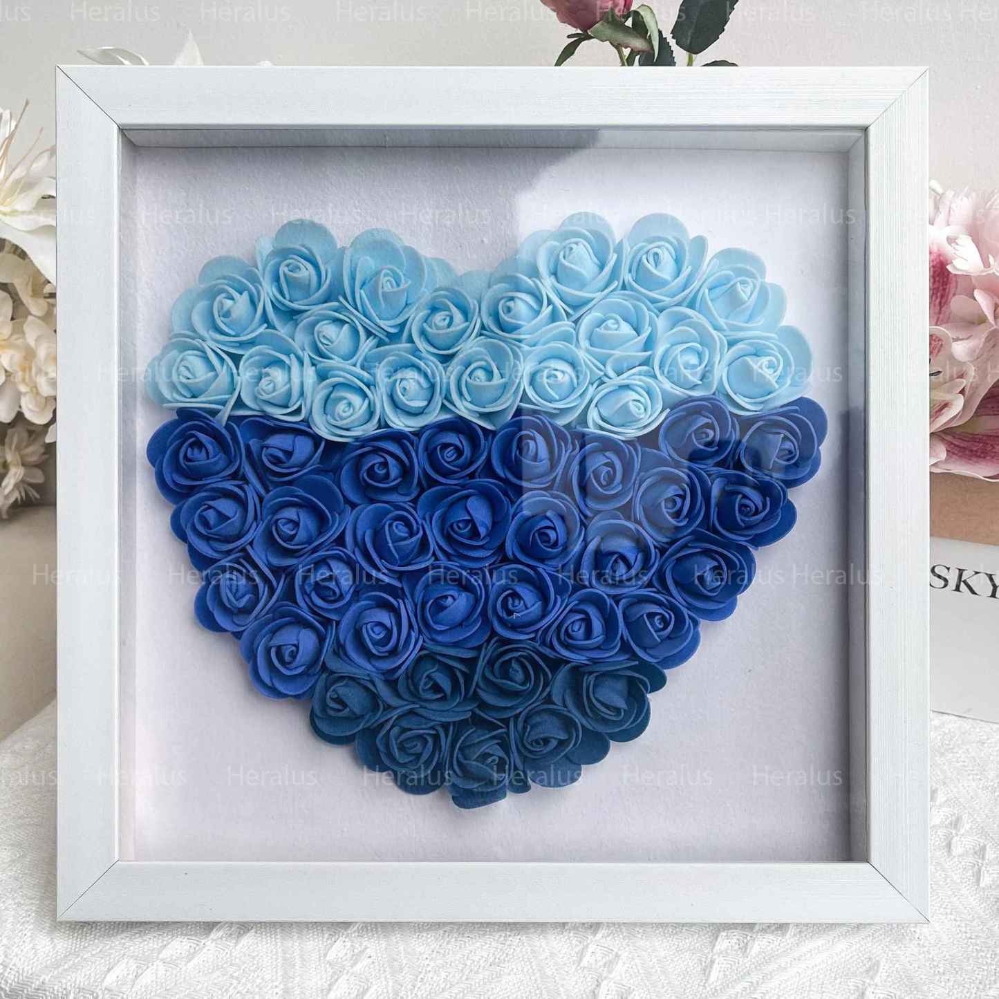 Custom Flower Heart Shadow Box with Names - Mother's Day Gifts For Grandma, Mom