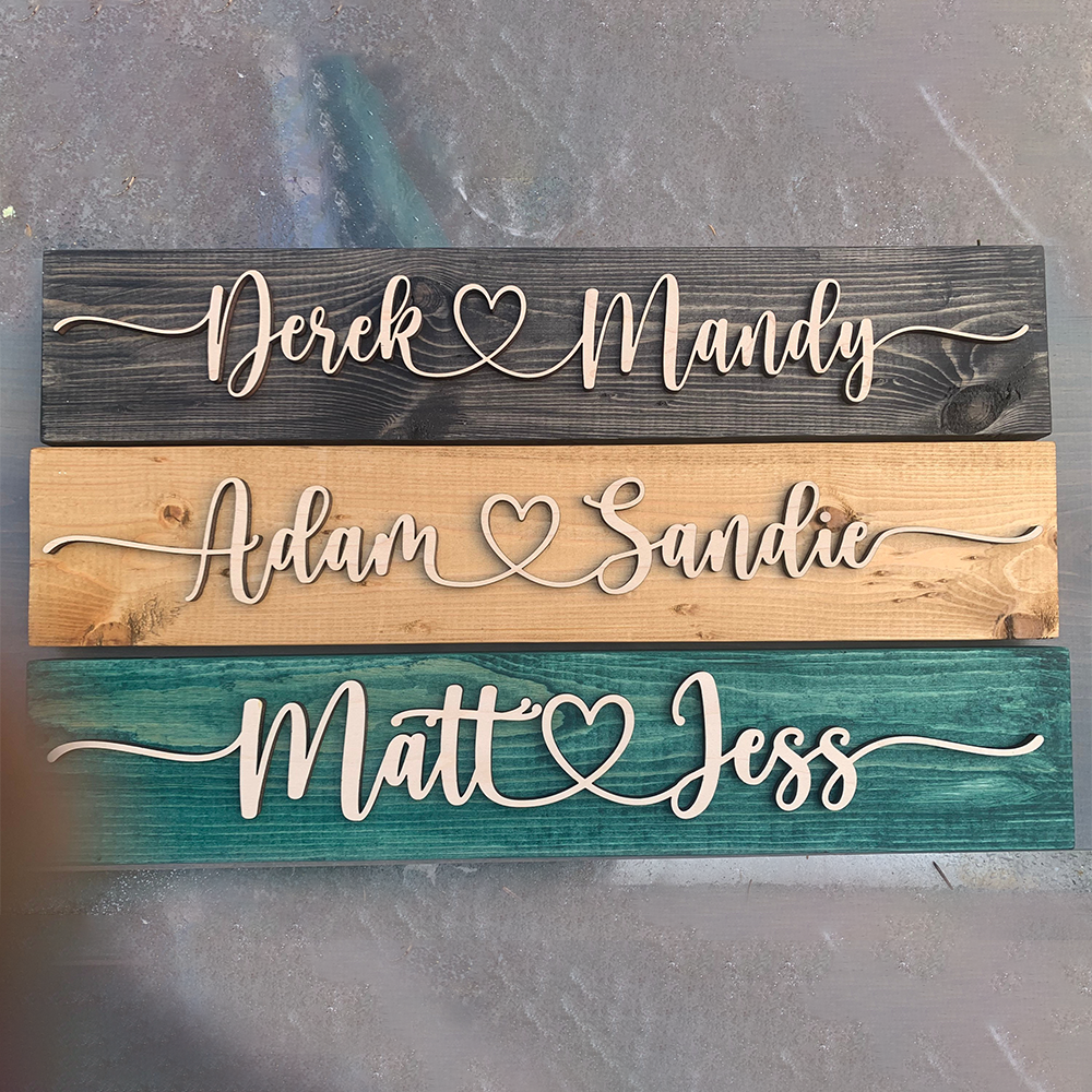 Custom Couples Name Sign - 3D Personalized Wedding Gift & Farmhouse Decor