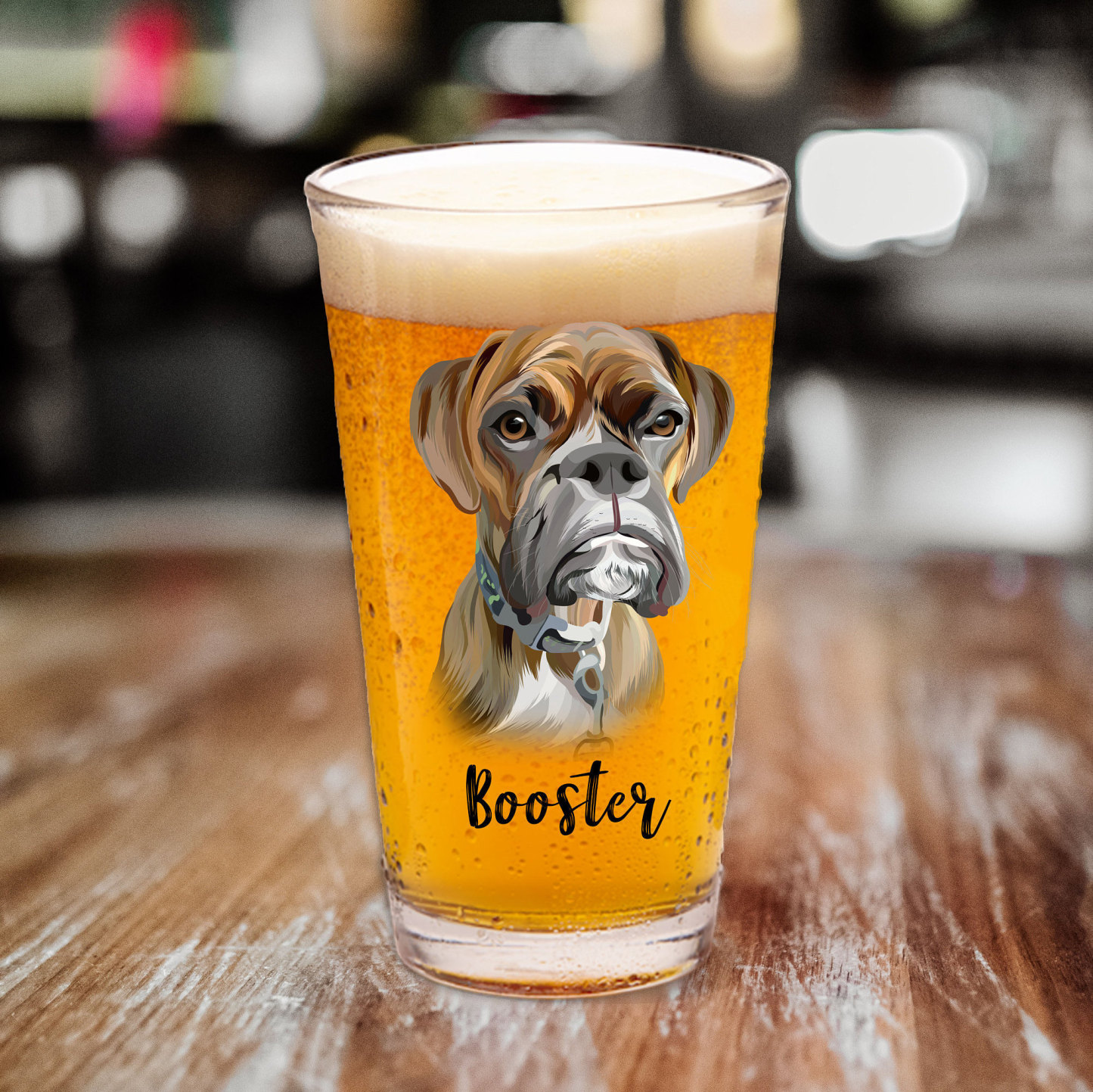 Custom Pet Beer Glass Set, Hand Drawn Vector Custom Pet Portrait