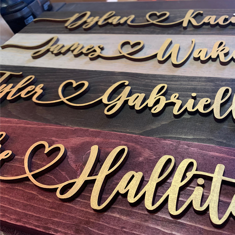 Custom Couples Name Sign - 3D Personalized Wedding Gift & Farmhouse Decor