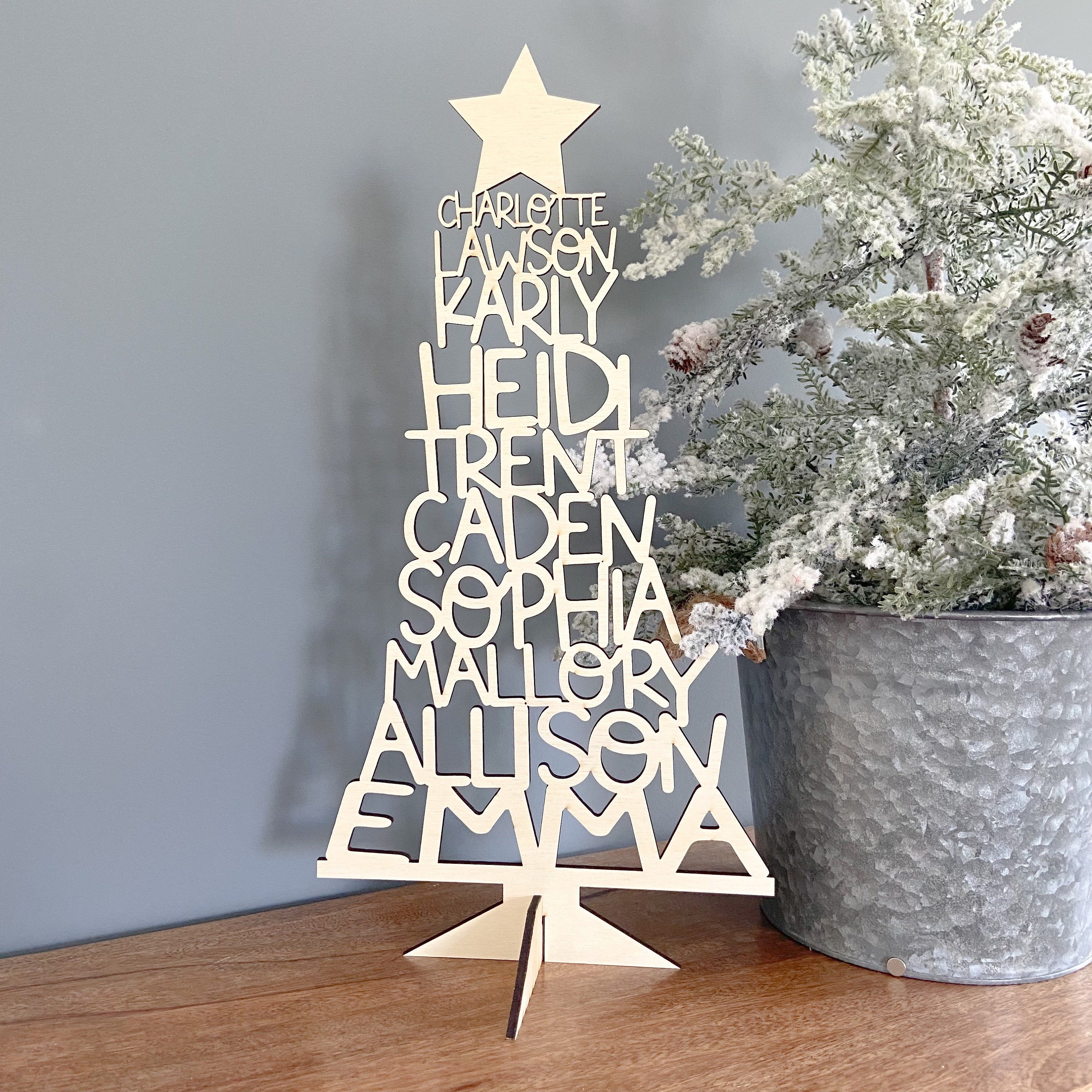 Custom Family Christmas Acrylic/Wood Tree Personalized with Names