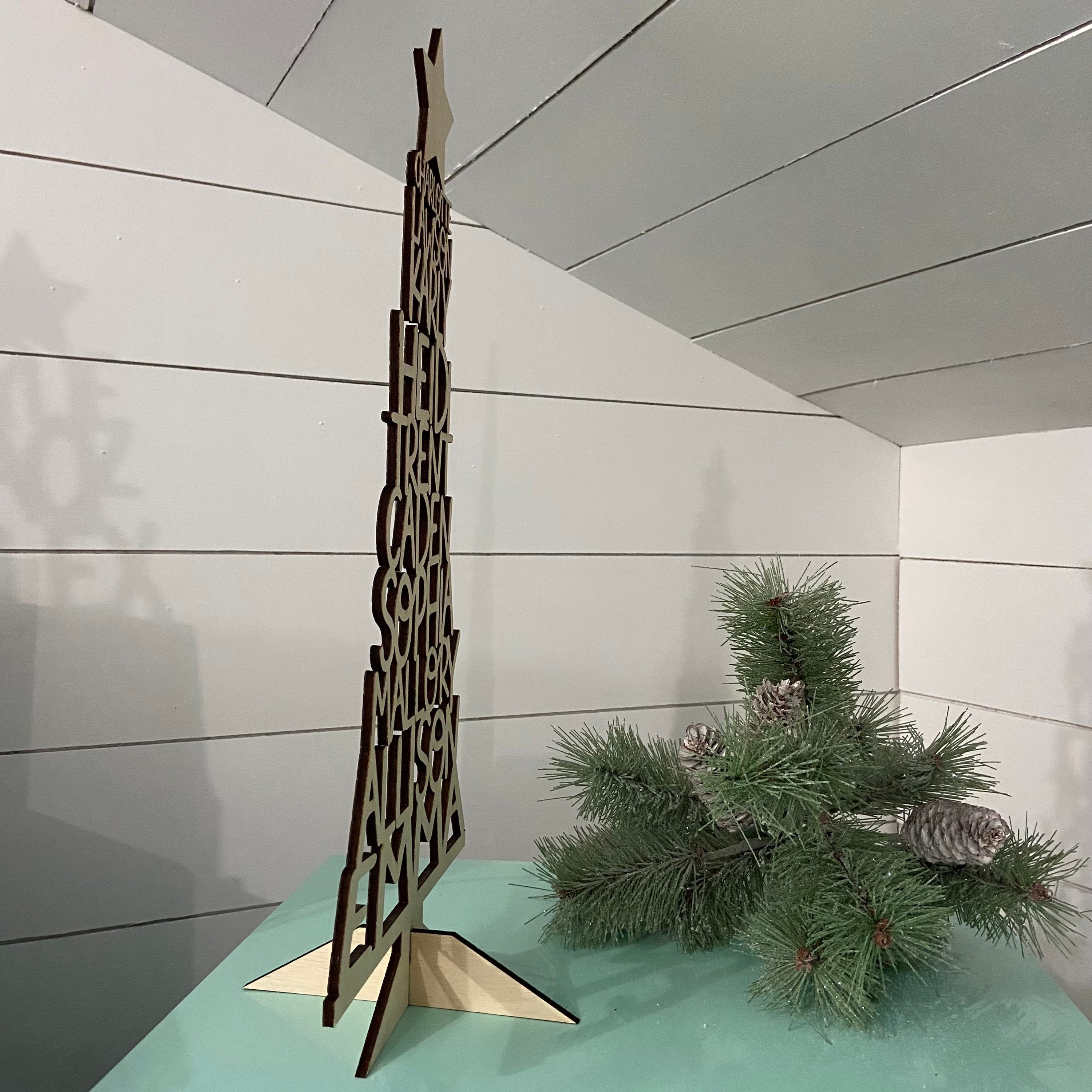 Custom Family Christmas Acrylic/Wood Tree Personalized with Names