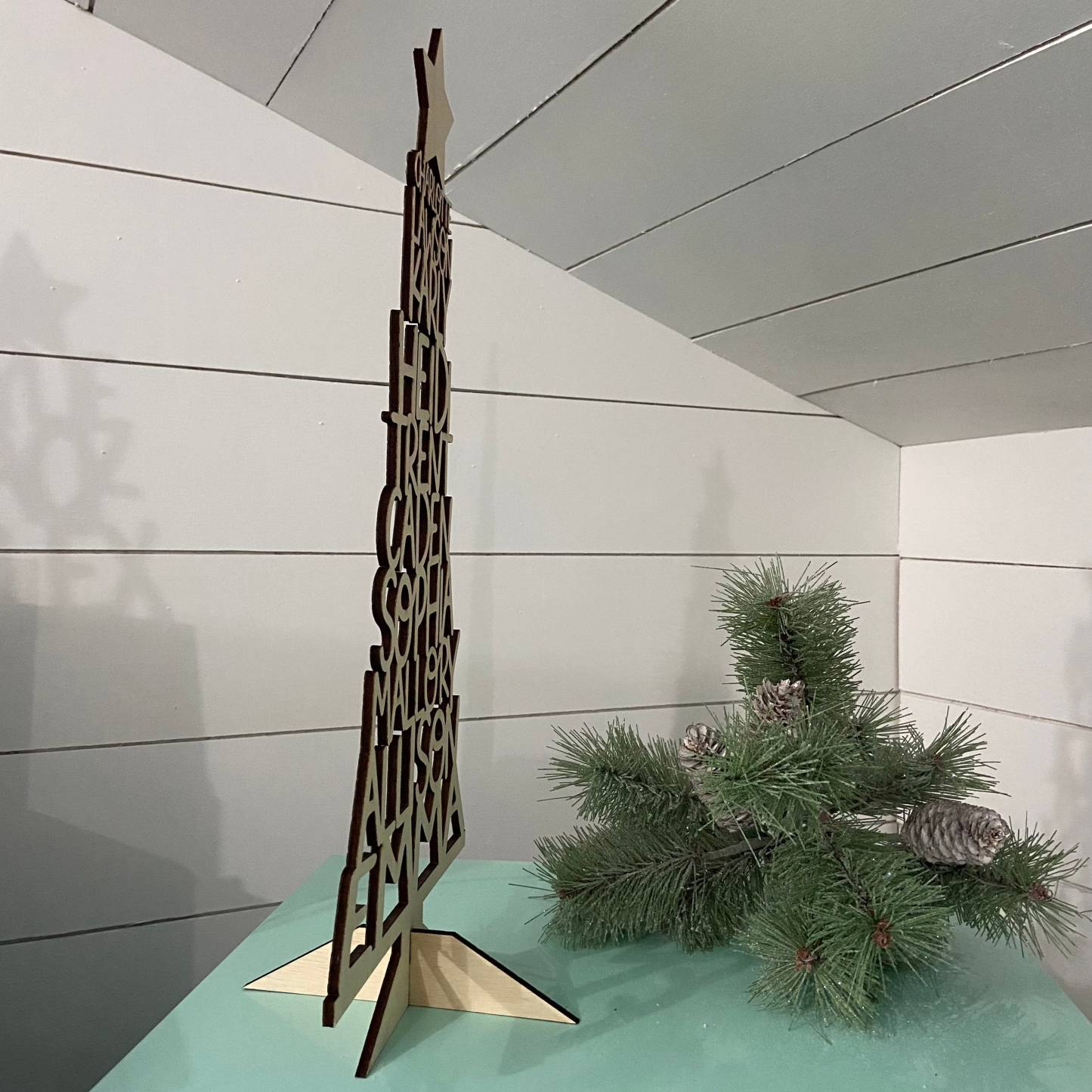 Custom Family Christmas Acrylic/Wood Tree Personalized with Names