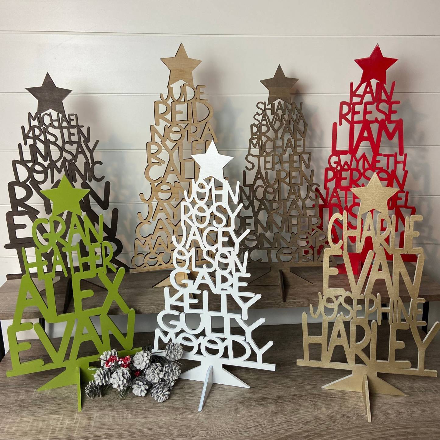 Custom Family Christmas Acrylic/Wood Tree Personalized with Names