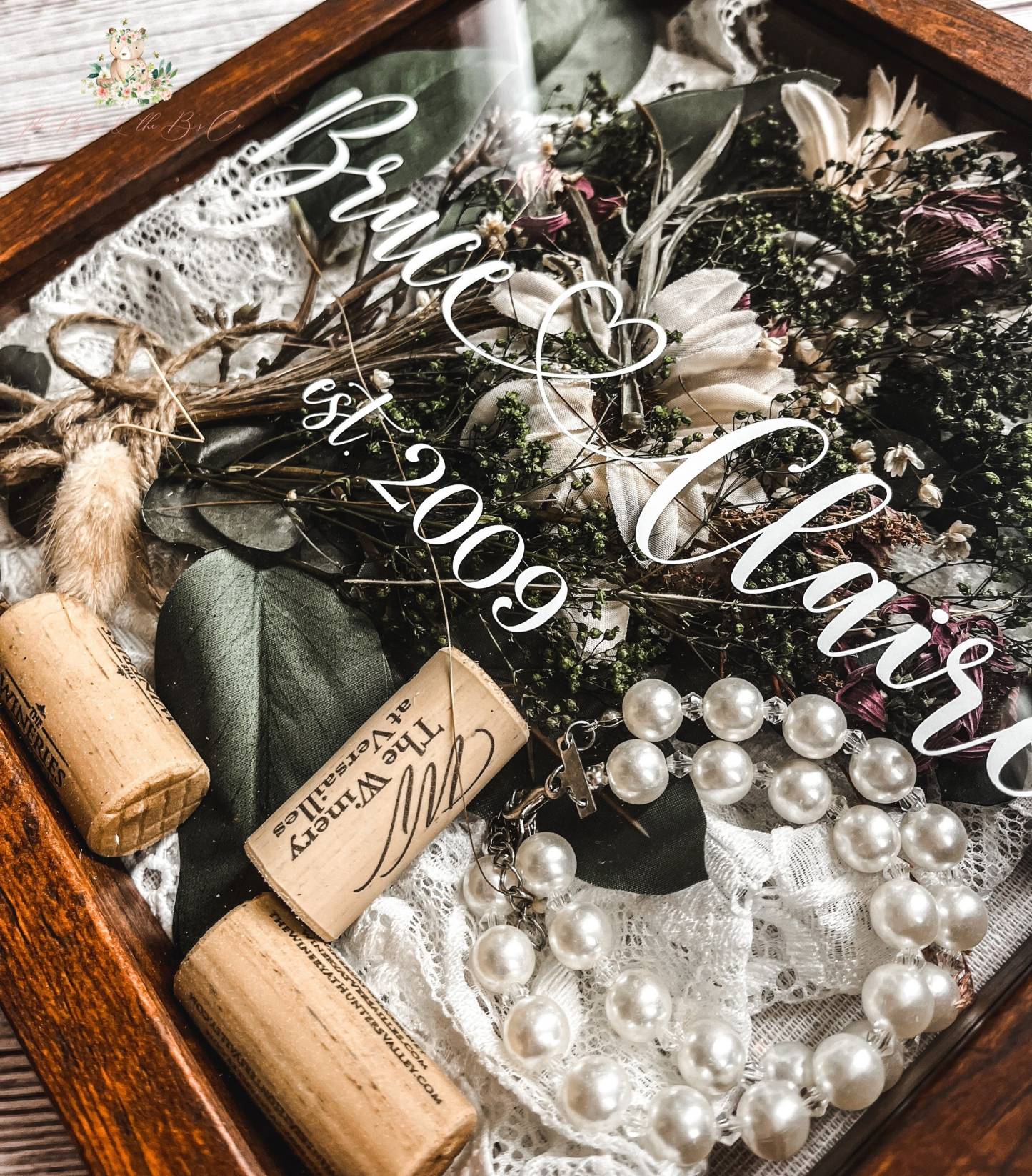 Personalized Wedding Day Keepsake Shadowbox Gift with Couples Name and Date