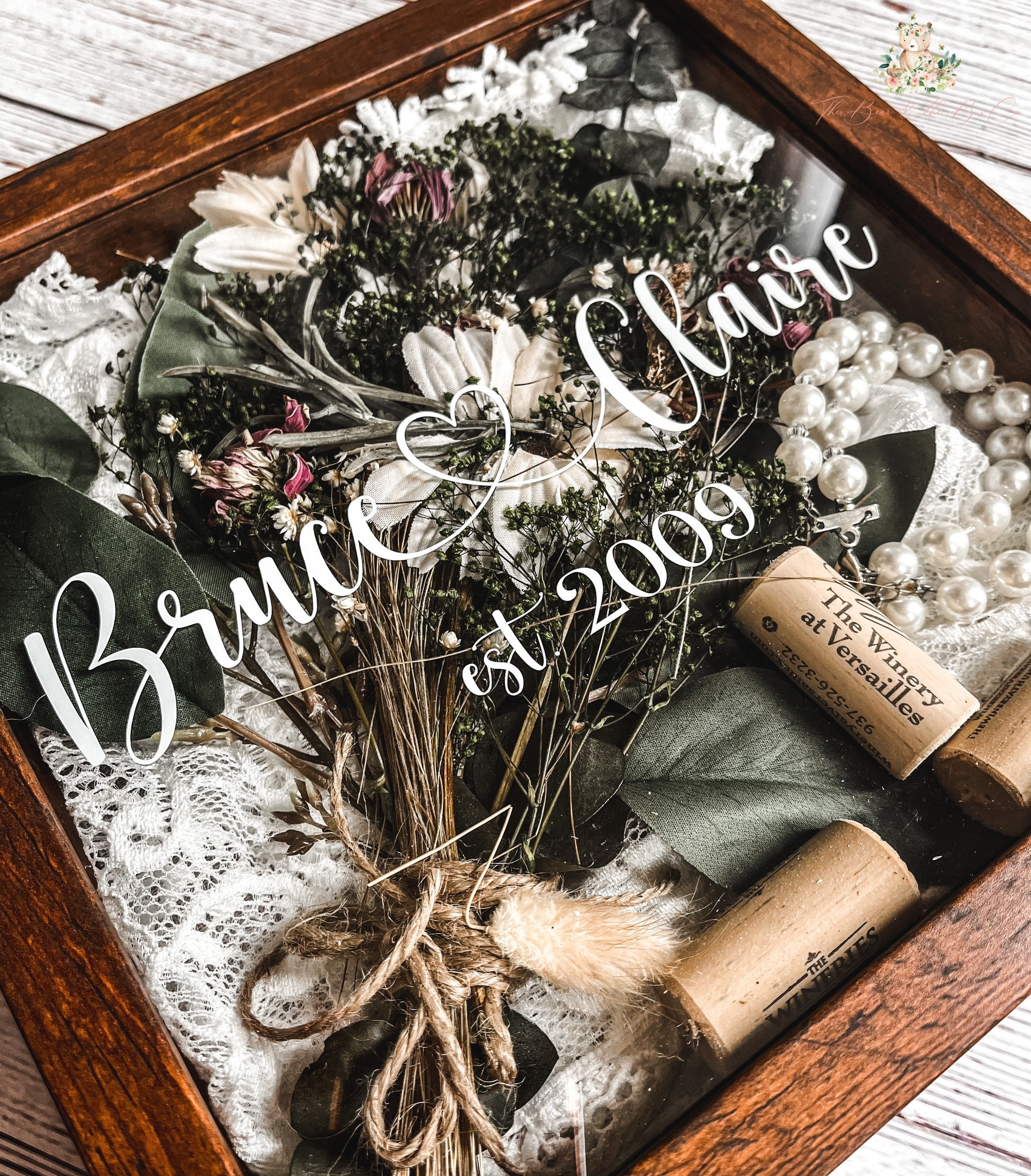 Personalized Wedding Day Keepsake Shadowbox Gift with Couples Name and Date