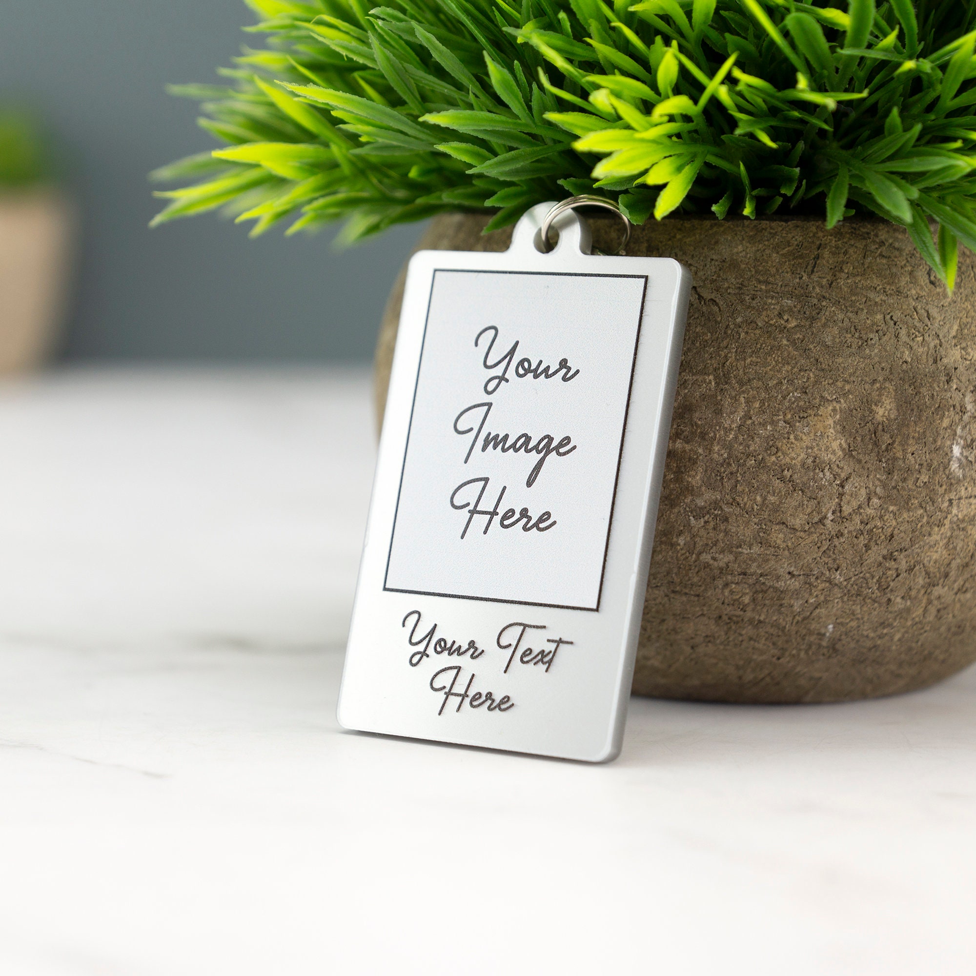 Personalised Couple Photo Keyring Custom Message Keychain