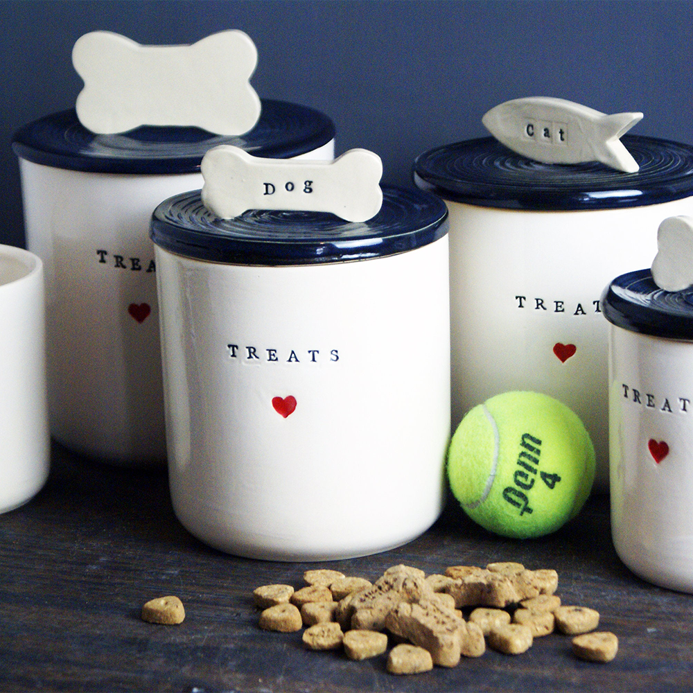 Personalized Ceramic Pet Treats Containers | Handmade, Custom Dog and Cat Treats Jars