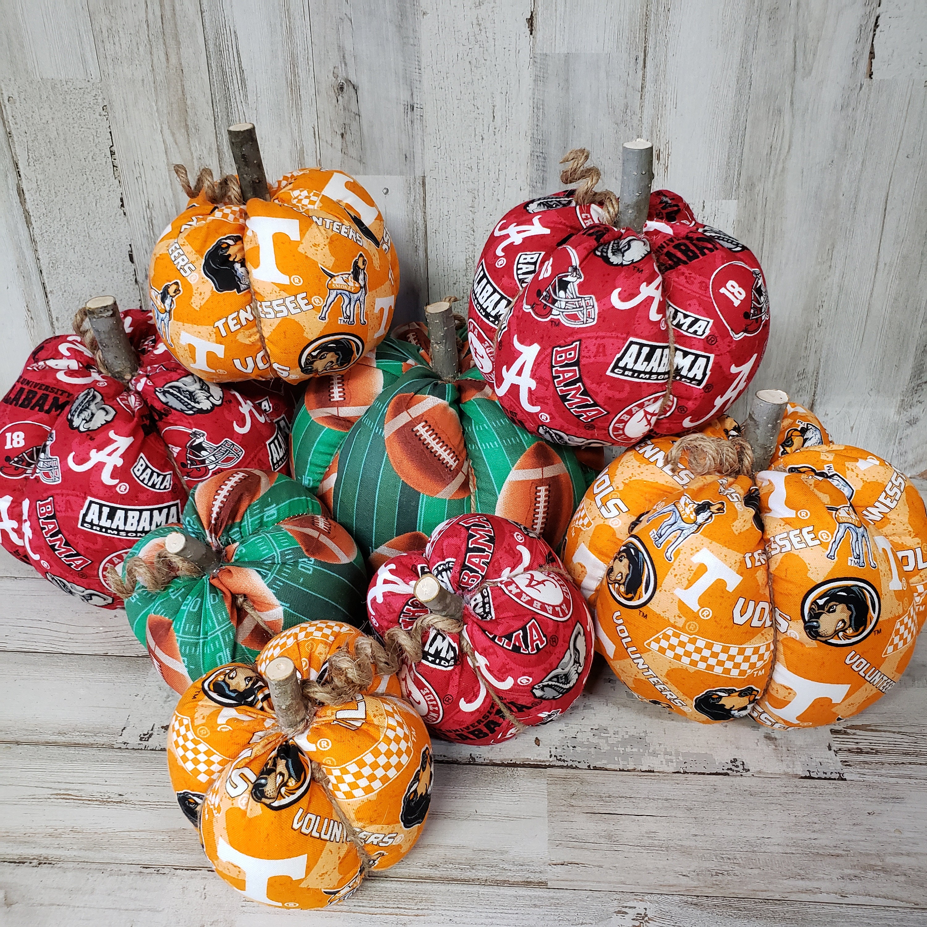 Football Pumpkins Handmade, Tennessee Vols Decorations , Roll Tide Decor, Alabama Decor, Fabric Pumpkins, Football Decor