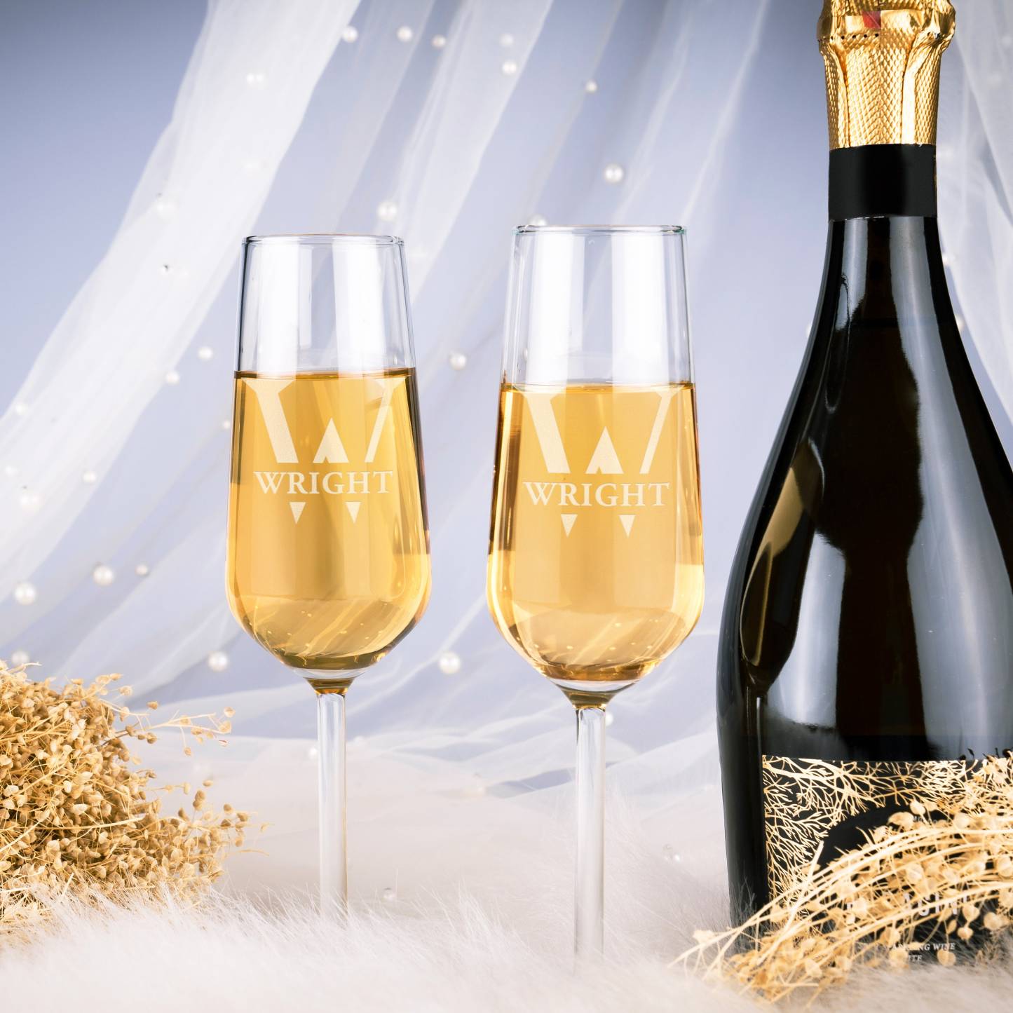 Personalized Champagne Flutes-Wedding Gift