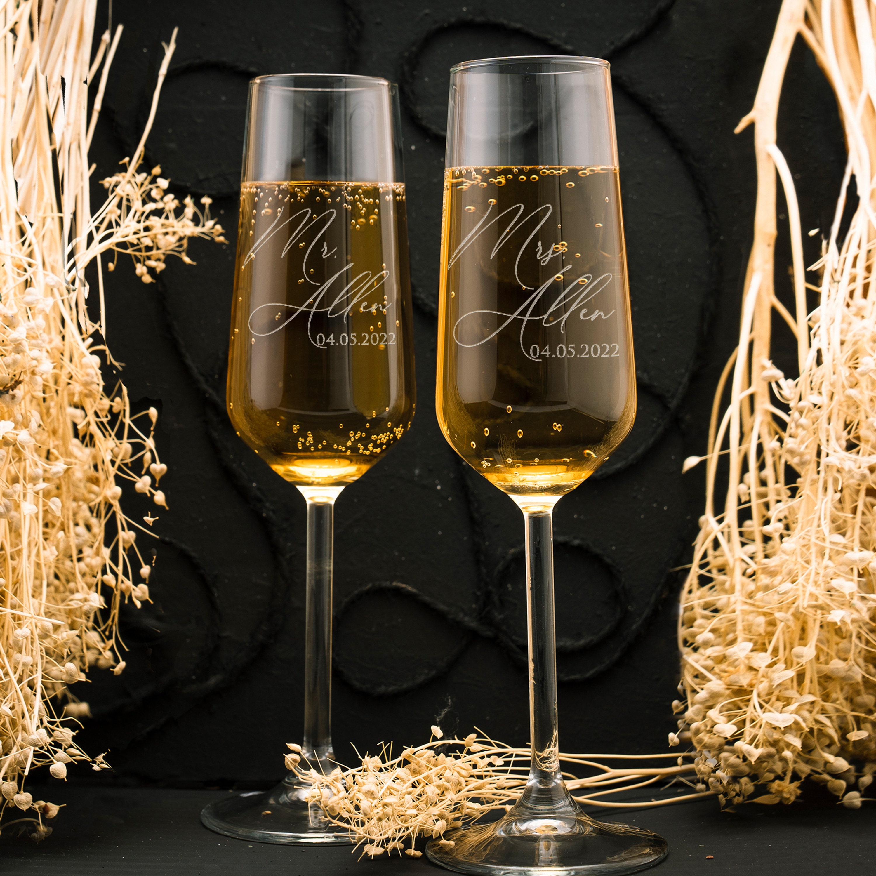 Personalized Champagne Flutes-Wedding Gift