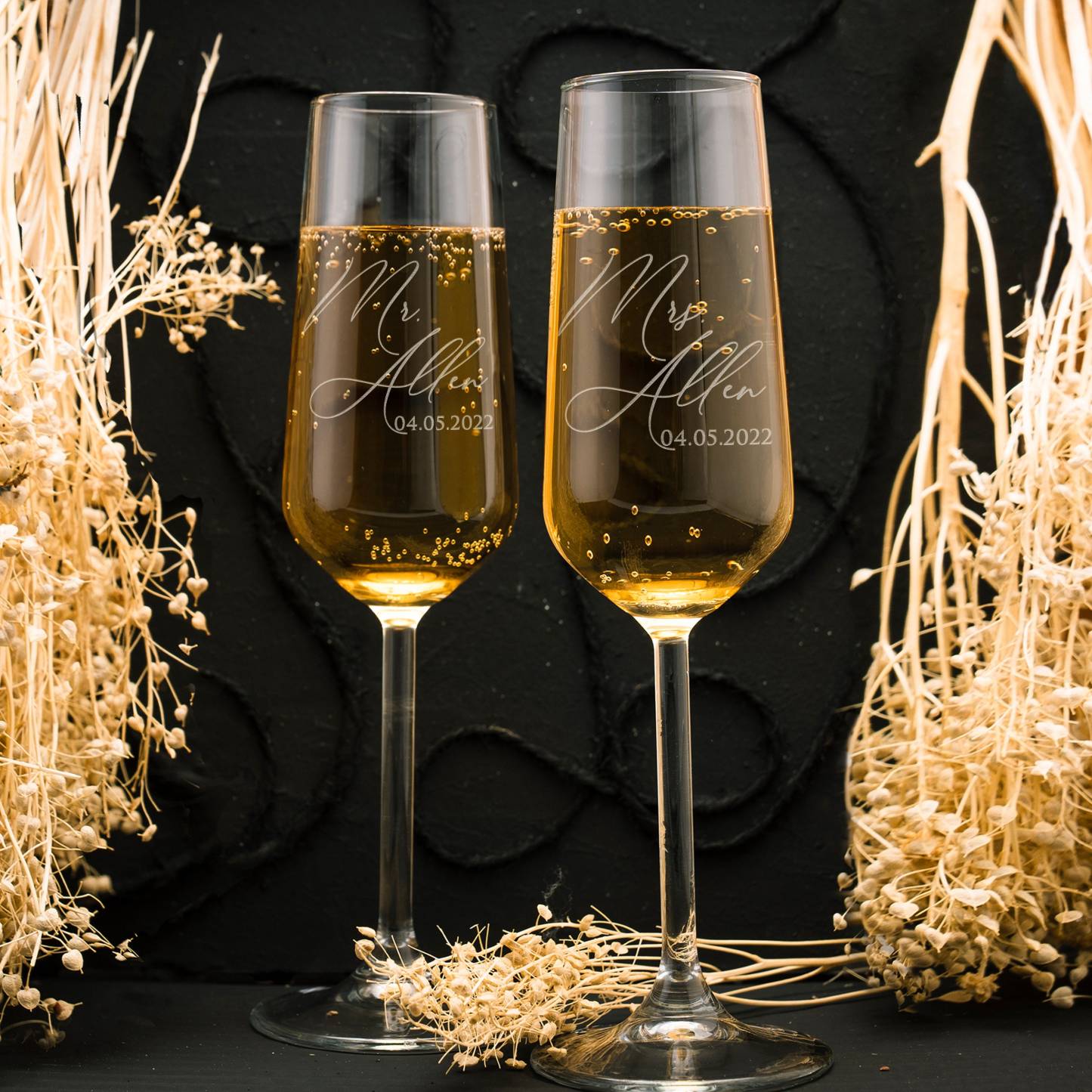 Personalized Champagne Flutes-Wedding Gift