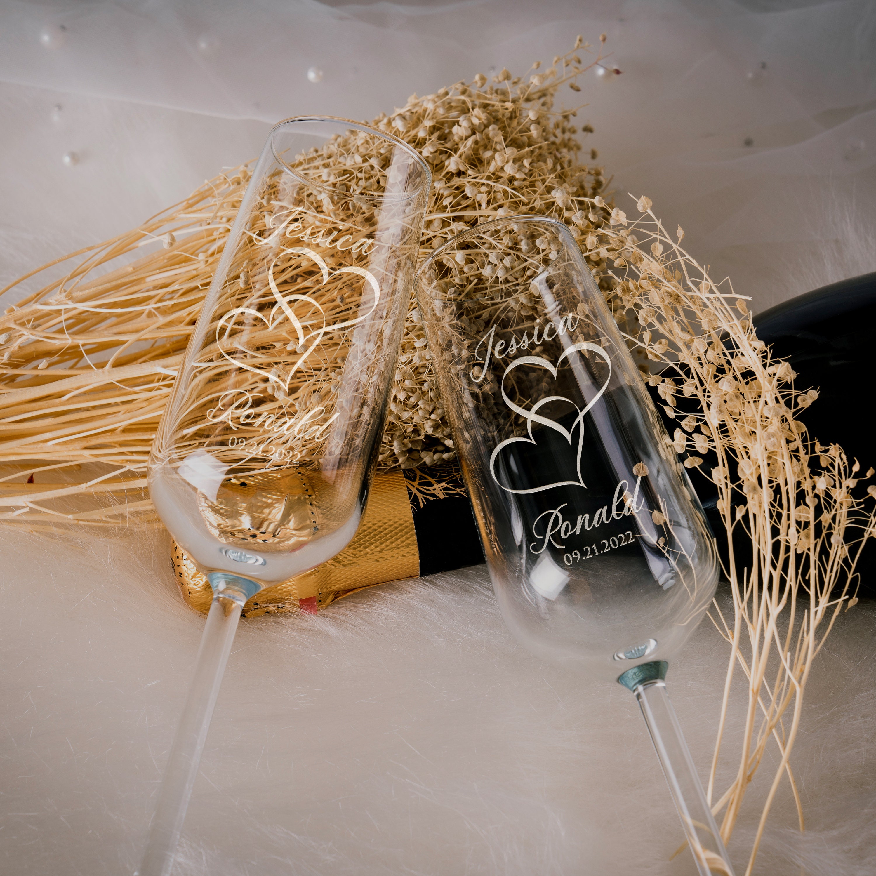Personalized Champagne Flutes-Wedding Gift