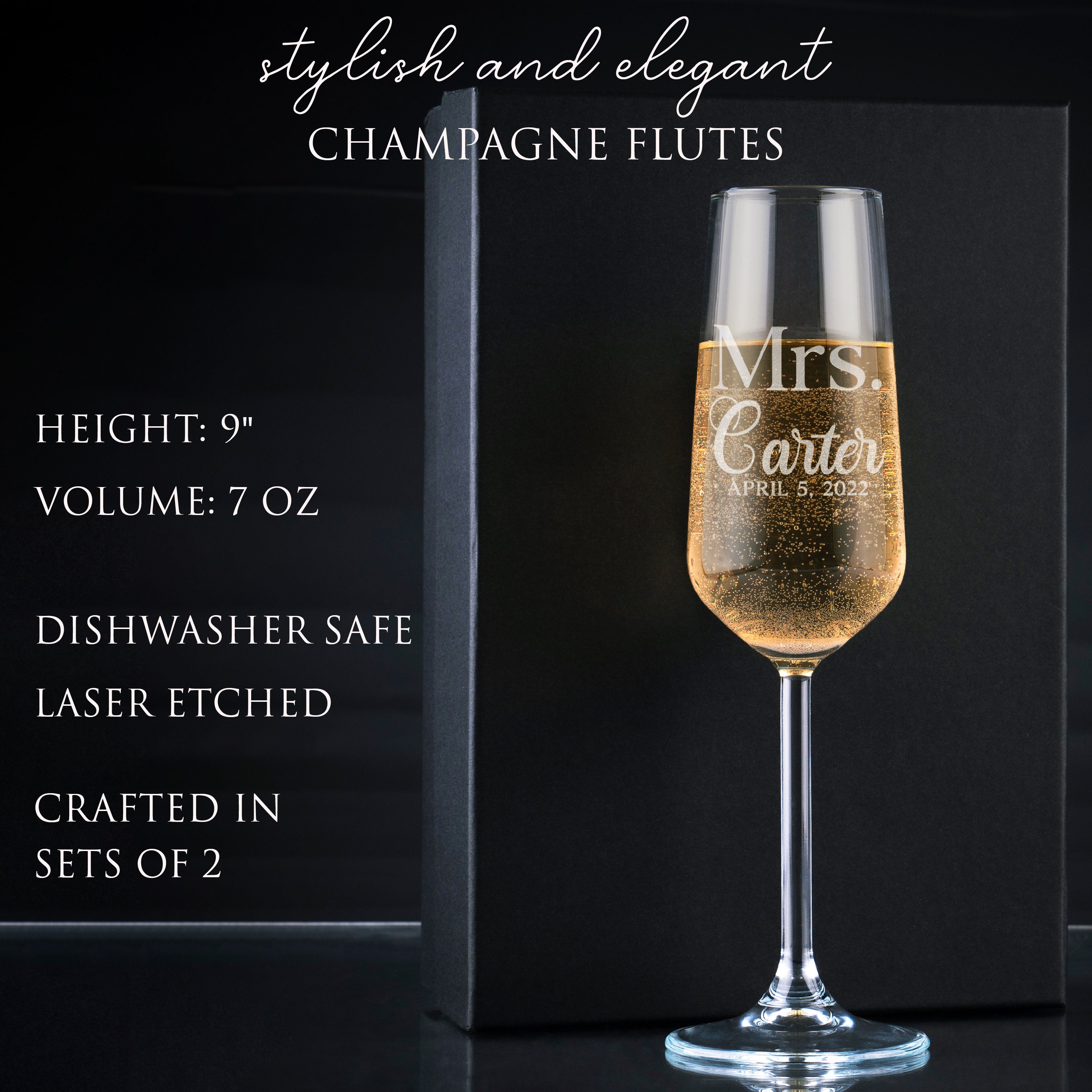 Personalized Champagne Flutes-Wedding Gift