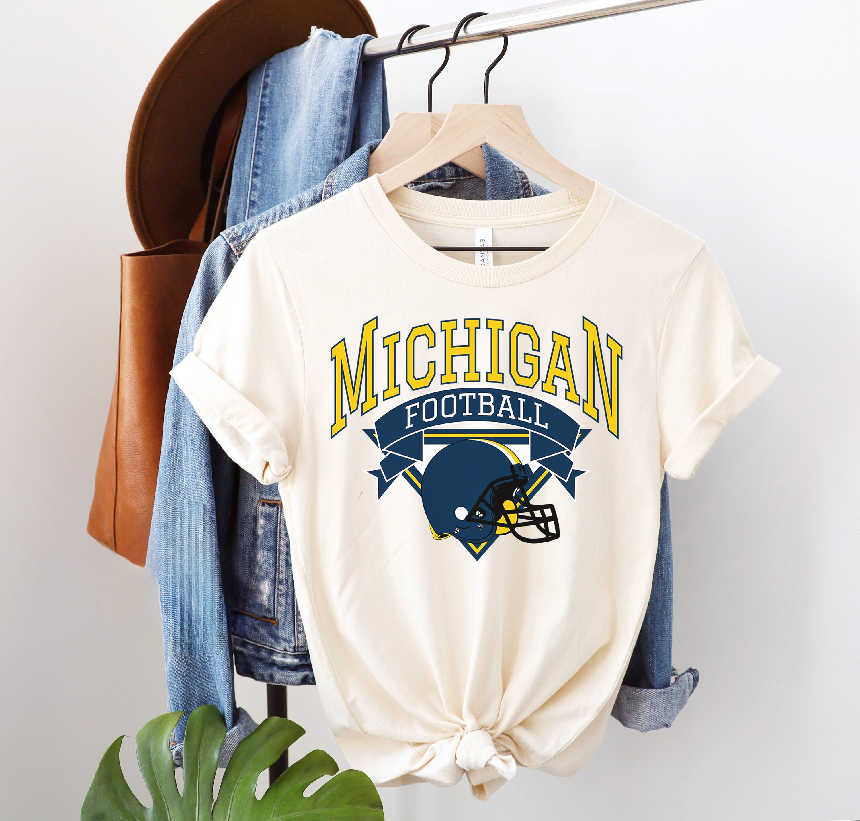 Retro Michigan Football Shirt, Vintage Michigan Football Tee, Ann Arbor Michigan T-Shirt, College Football Shirt