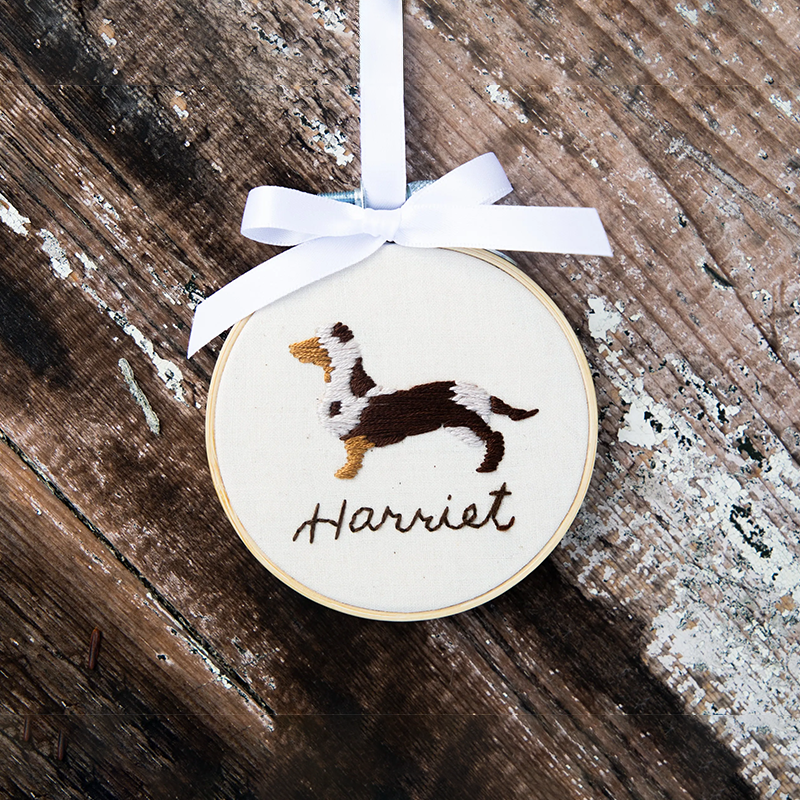 Pet Silhouette Ornament | Personalized Embroidery Hoop Christmas Ornament | Pet Owner Gift For Holidays