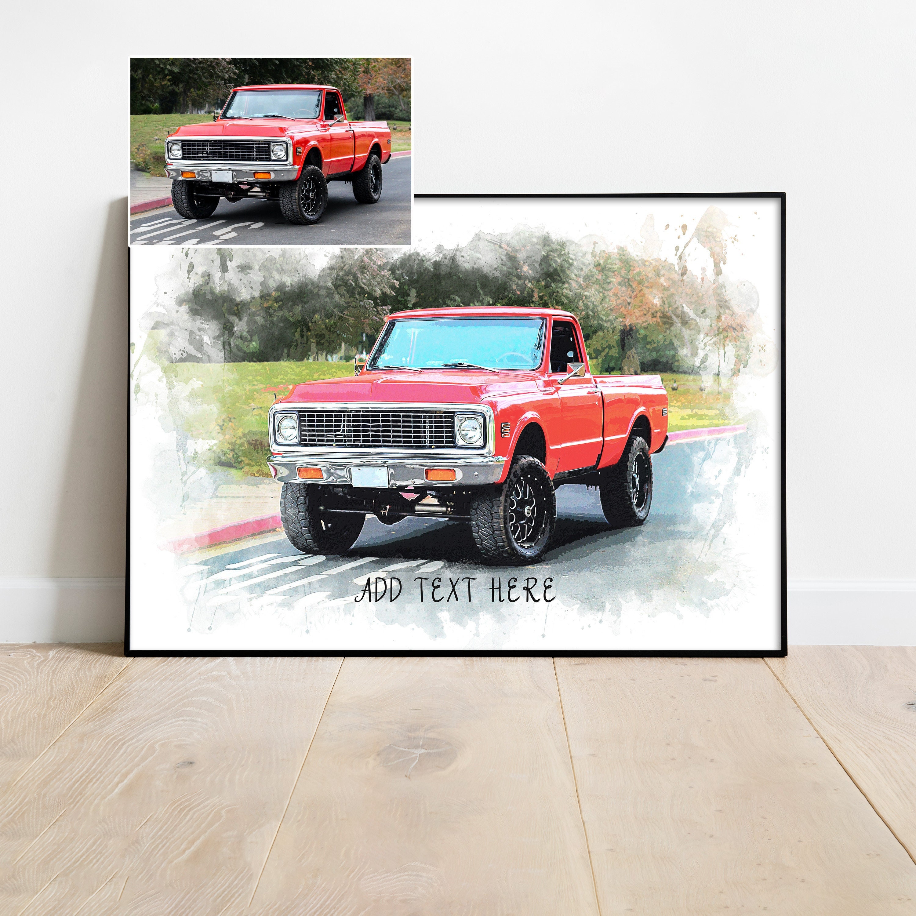 Custom Car Portrait Drawing from Photo, Custom Truck Sketch from Photo
