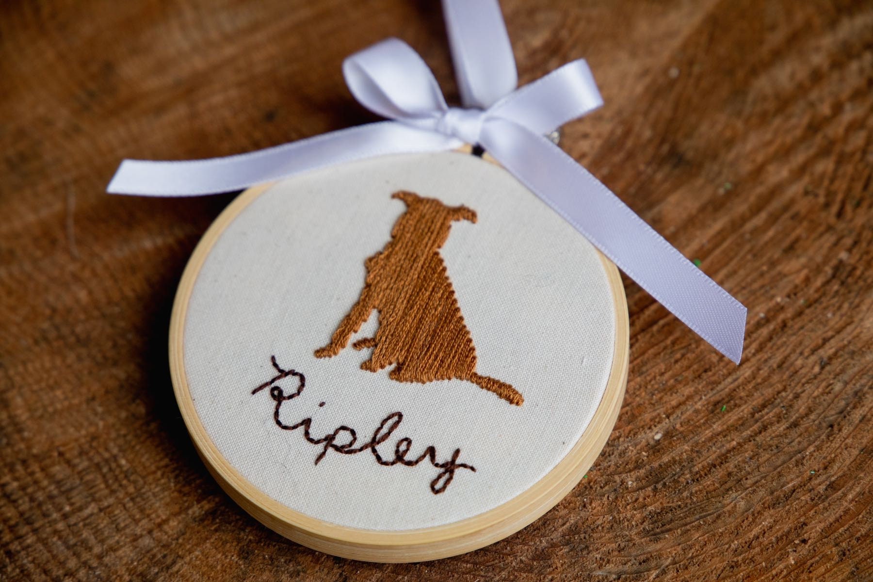 Pet Silhouette Ornament | Personalized Embroidery Hoop Christmas Ornament | Pet Owner Gift For Holidays