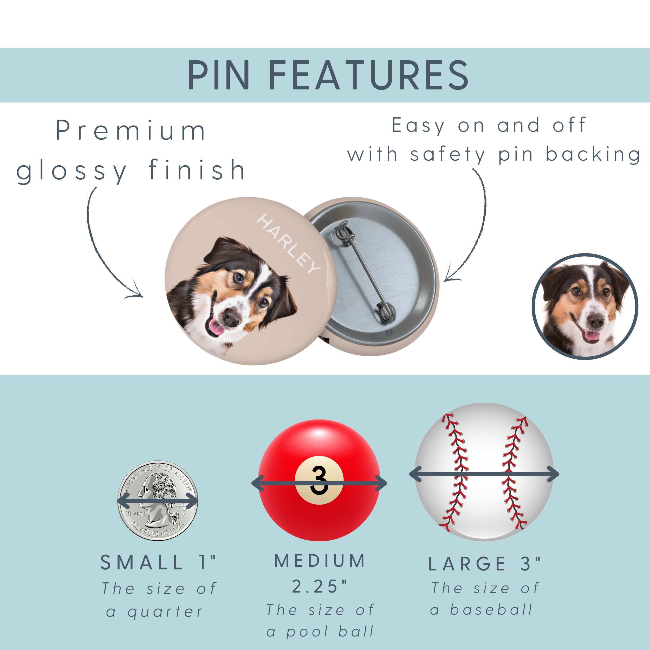 Custom Pin Using Pet Photo + Name Custom Dog Name Personalized Cat Pin  Custom Dog Pinback Buttons