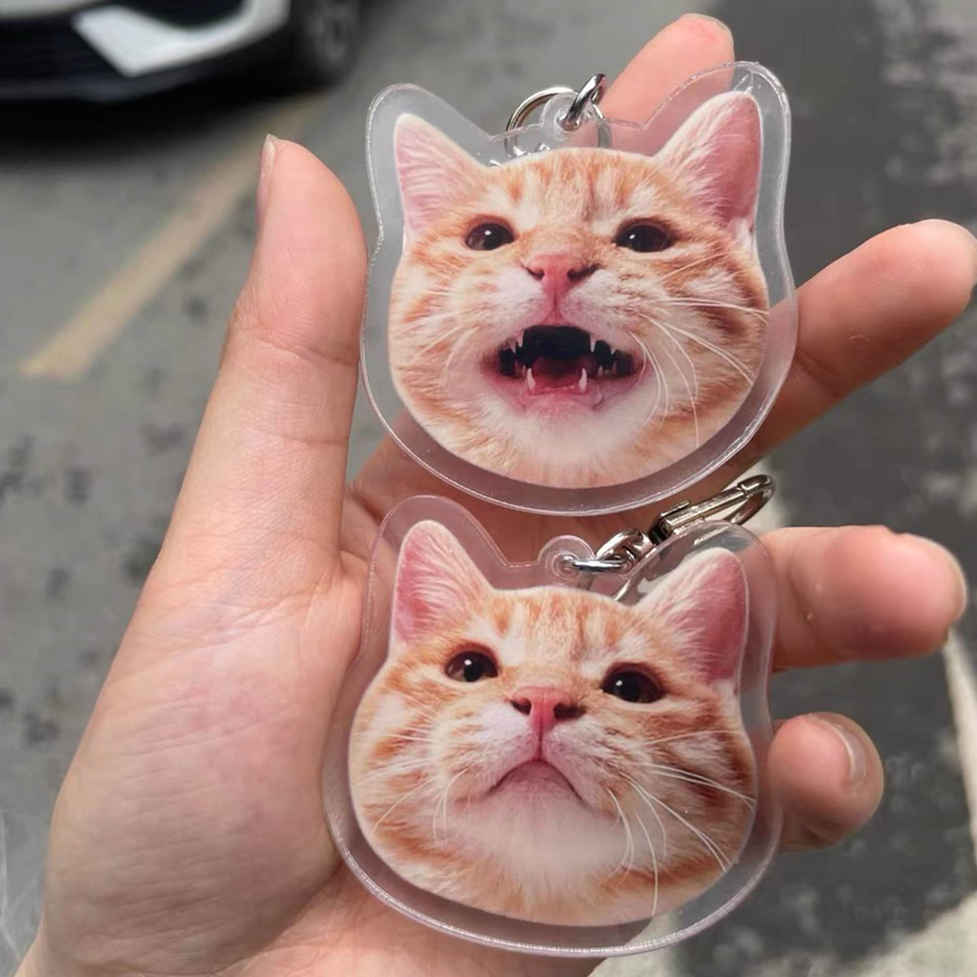 Custom Cat Keychain, Dog Keychain, Pet Keychain, Personalized Pet Photo Keychain